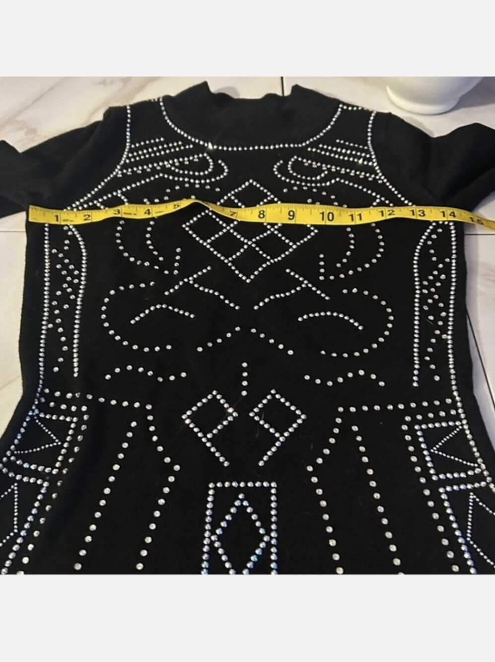 Black Studded Long-Sleeve Bodycon Dress - Picture 9 of 10